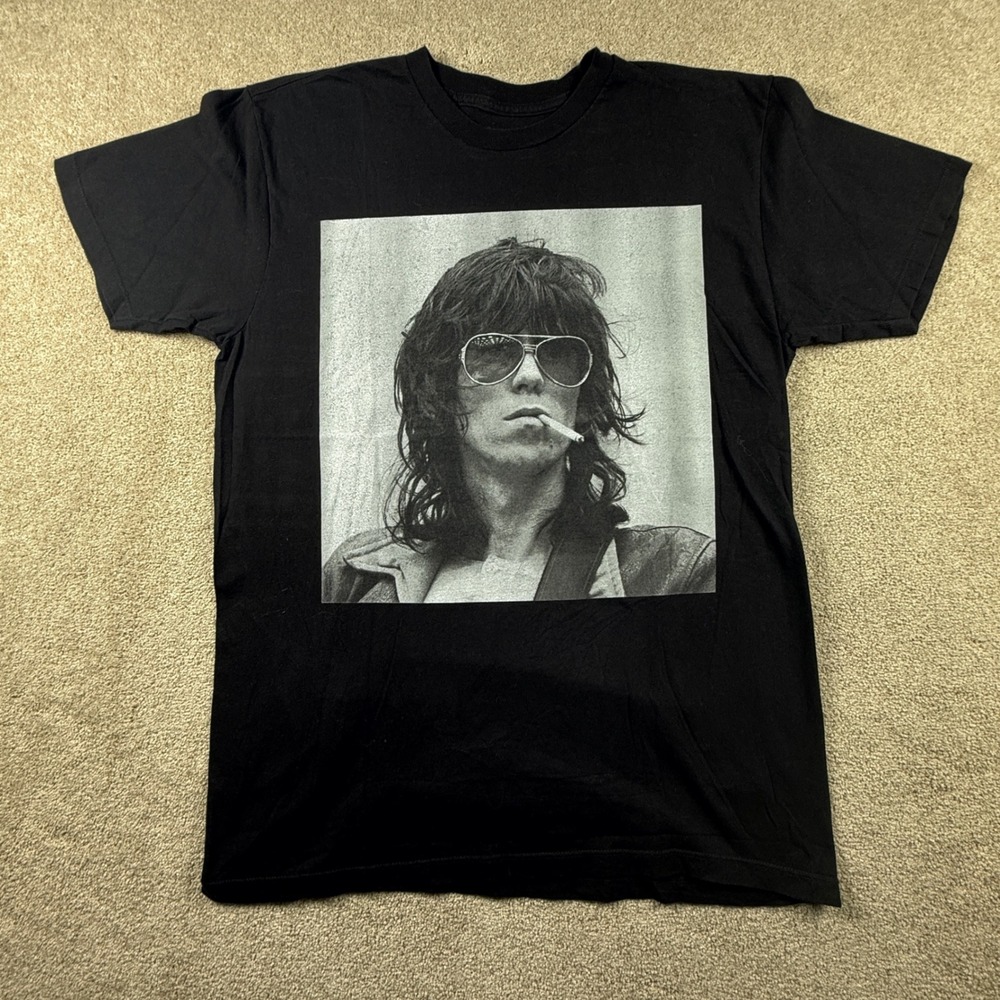 The Rolling Stones Keith Richards Graphic T-Shirt Black Mens Size Medium